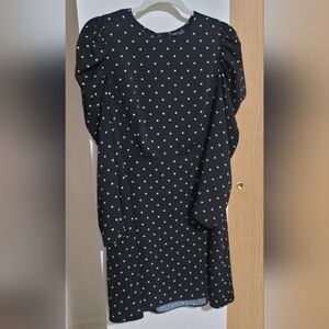 🌸$1 XL M&S Elegant Black Polka Dot Dress🌸